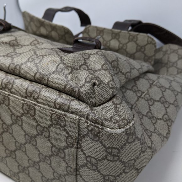 GUCCI PVC Beige & Dark Brown Two Pocket Tote Bag - Picture 16 of 16